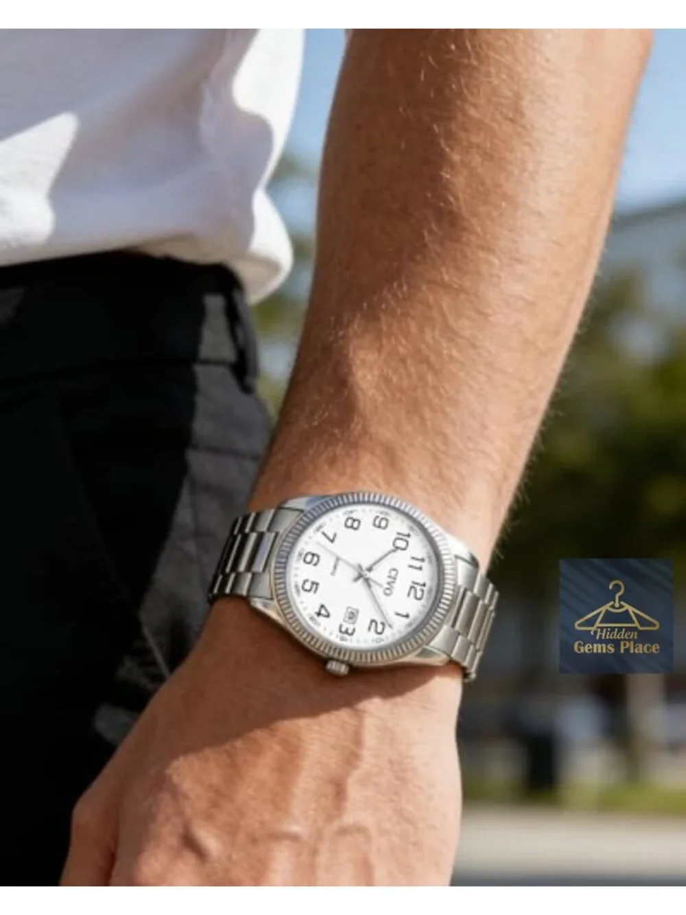 Men's Dress Watch Silver Stainless Steel Quartz Luminous Hands Date Display
